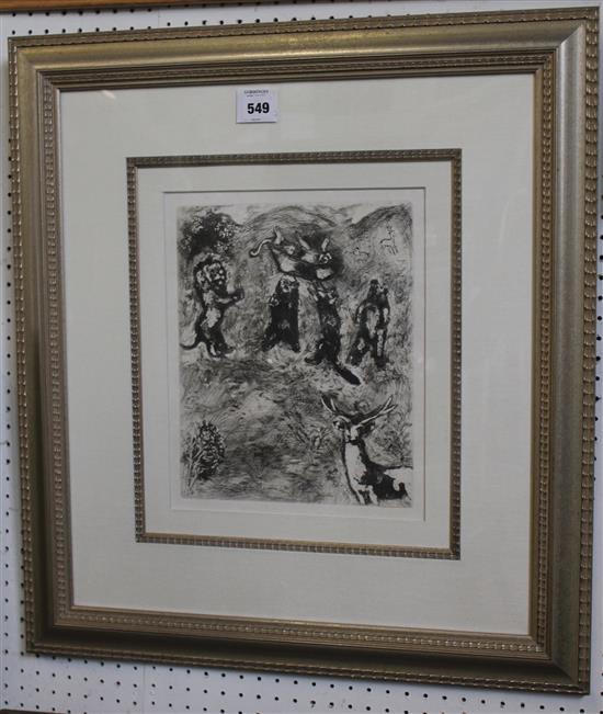 After Marc Chagall, etching Fables de la Fontaine(-)